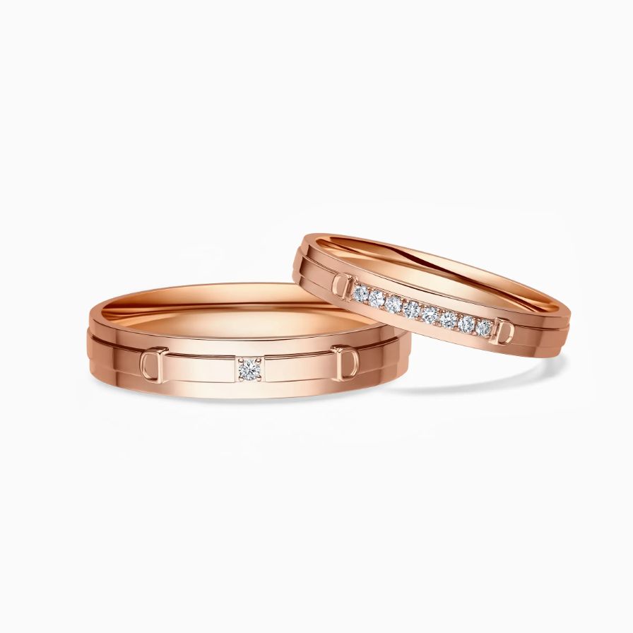 D Shape Diamond Pavé Wedding Rings D Shape Diamond Pavé Wedding Rings