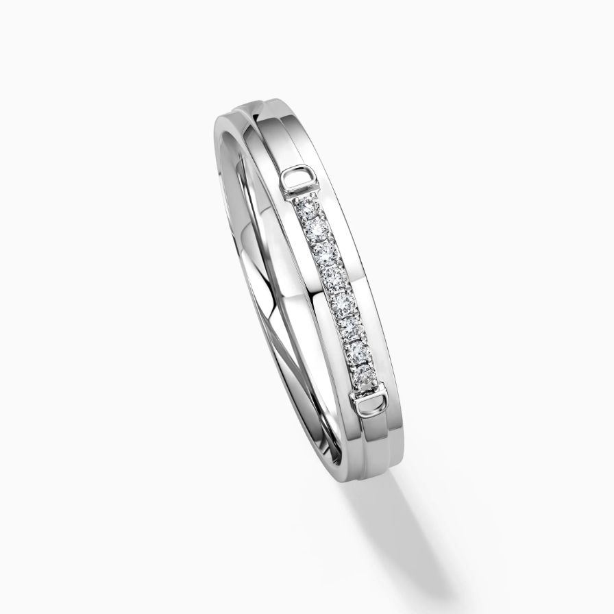 D Shape Diamond Pavé Wedding Rings D Shape Diamond Pavé Wedding Rings