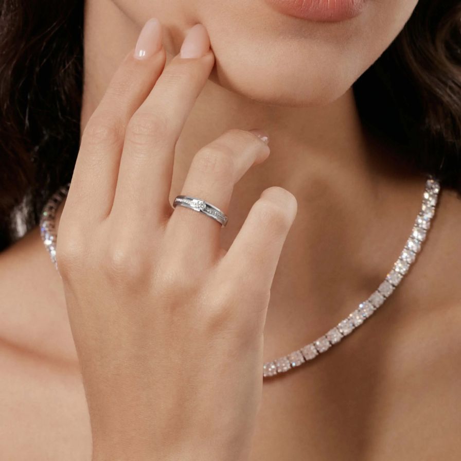 Tension Diamond Pavé Wedding Rings Tension Diamond Pavé Wedding Rings