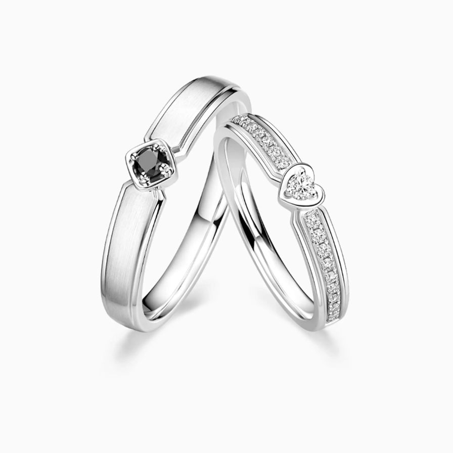 Textured Black Solitaire Wedding Rings Textured Black Solitaire Wedding Rings