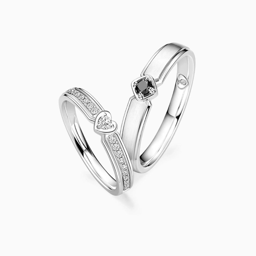 Textured Black Solitaire Wedding Rings Textured Black Solitaire Wedding Rings