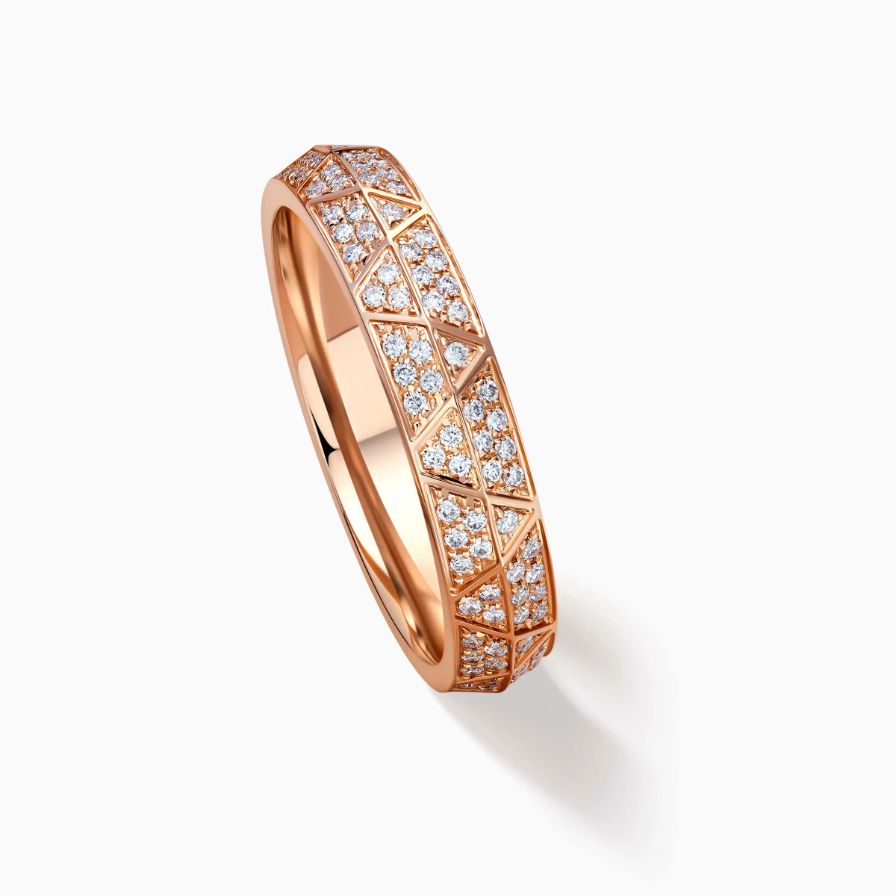 Engraved Diamond Pavé Rose Gold Wedding Rings Engraved Diamond Pavé Rose Gold Wedding Rings