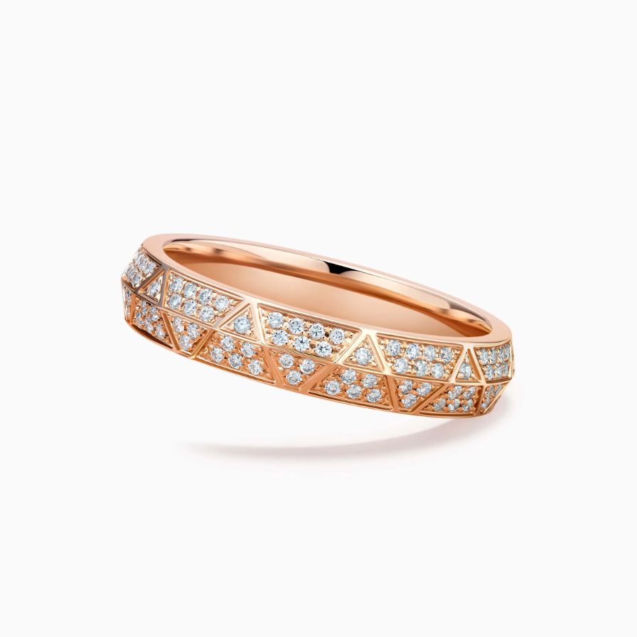 Engraved Diamond Pavé Rose Gold Wedding Rings Engraved Diamond Pavé Rose Gold Wedding Rings