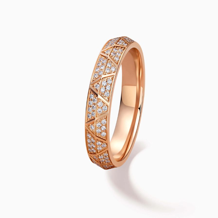 Engraved Diamond Pavé Rose Gold Wedding Rings Engraved Diamond Pavé Rose Gold Wedding Rings