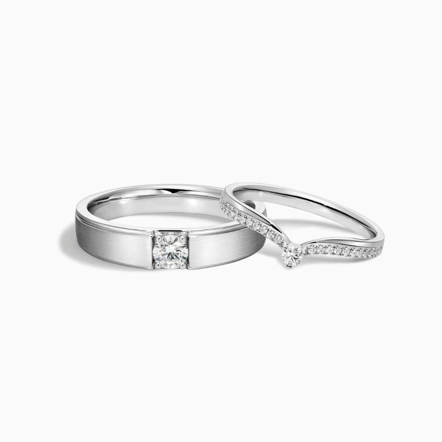 Chevron Diamond Pavé Wedding Rings Chevron Diamond Pavé Wedding Rings