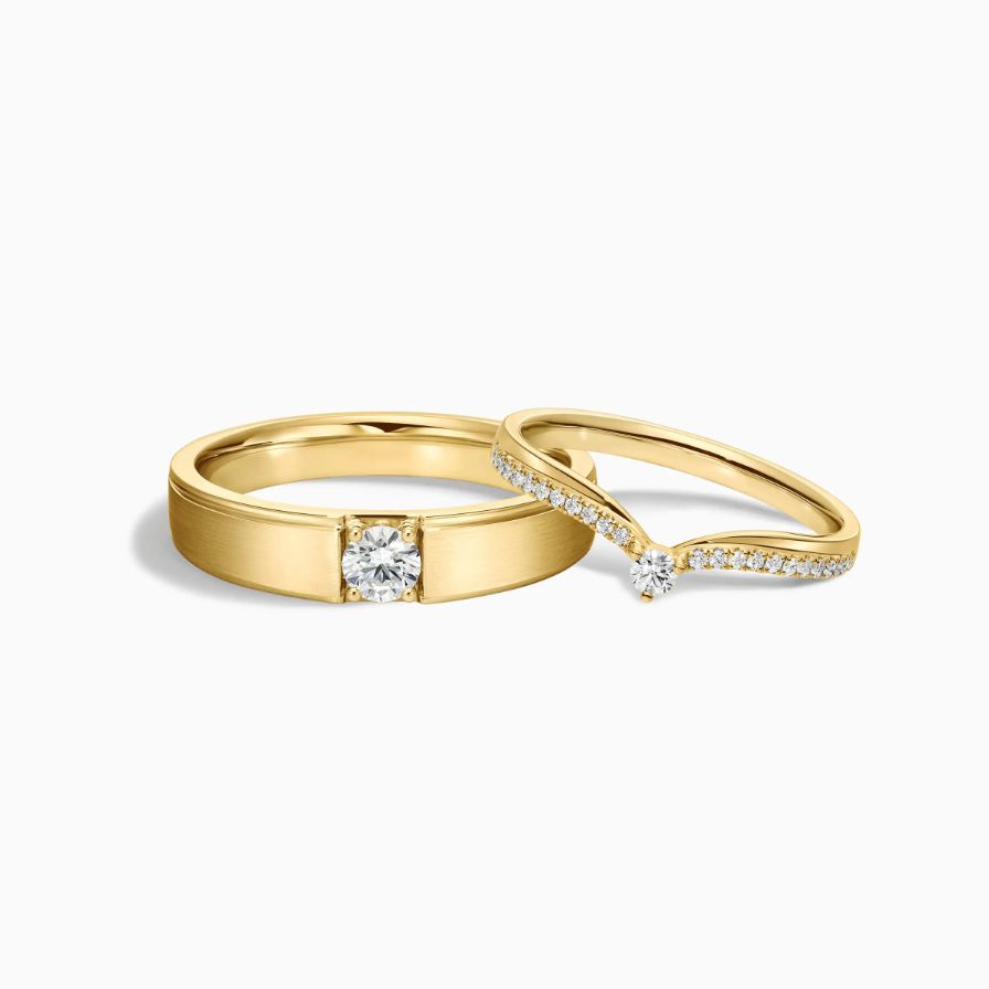 Chevron Diamond Pavé Wedding Rings Chevron Diamond Pavé Wedding Rings